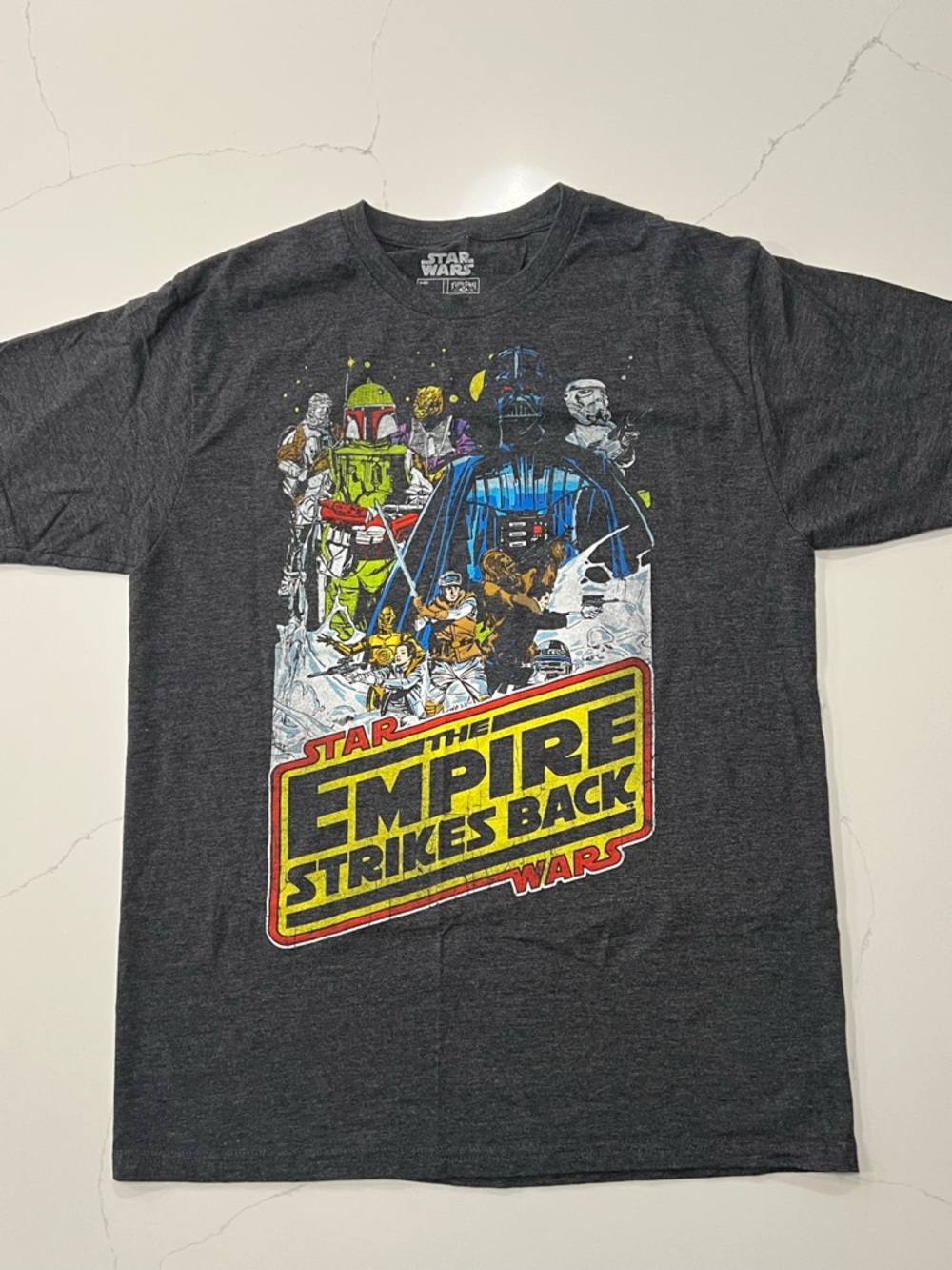 Star Wars The Empire Strikes Back Fifth Sun Retro Graphic Gray T-Shirt Men's L